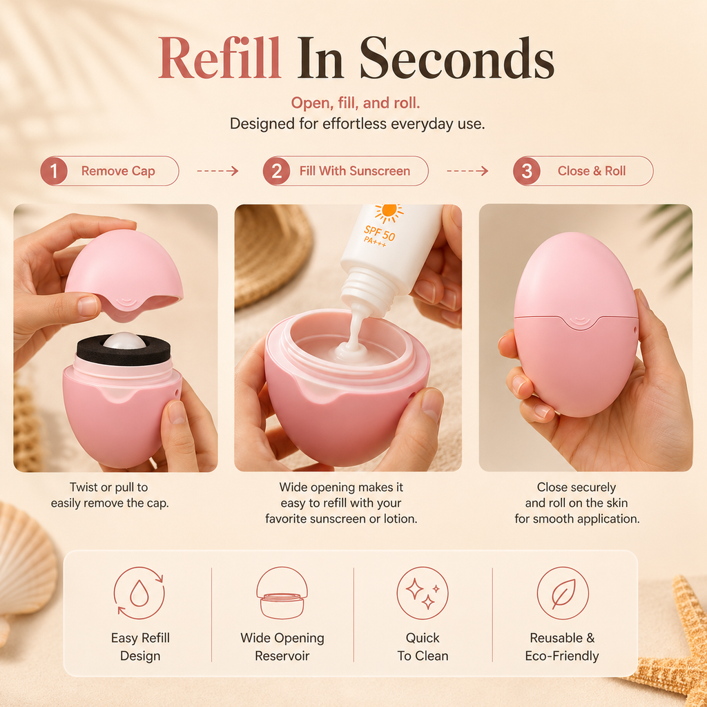 New Silicone Suncream Roller Applicator Refillable Oval Isolation Lotion Cream Bottles Stitching Color Cosmetics Tool Travel