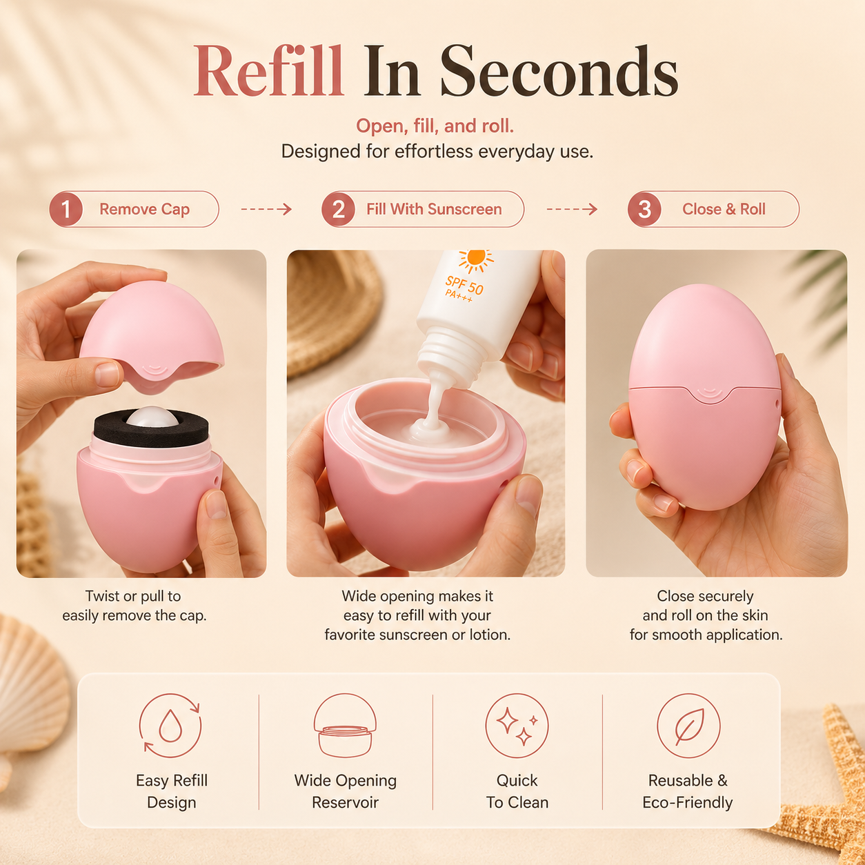 New Silicone Suncream Roller Applicator Refillable Oval Isolation Lotion Cream Bottles Stitching Color Cosmetics Tool Travel