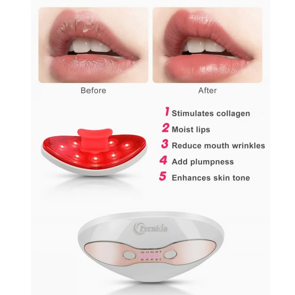 2 in 1 Lip Plumper and Eye Care Tool Red Light Therapy 4 Levels Heating Temps for Anti-Aging Smooth Wrinkles Reduce Dark Circles