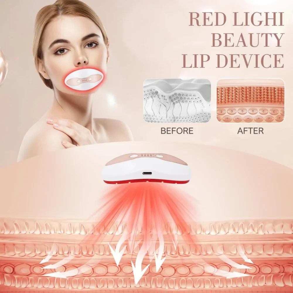 2 in 1 Lip Plumper and Eye Care Tool Red Light Therapy 4 Levels Heating Temps for Anti-Aging Smooth Wrinkles Reduce Dark Circles